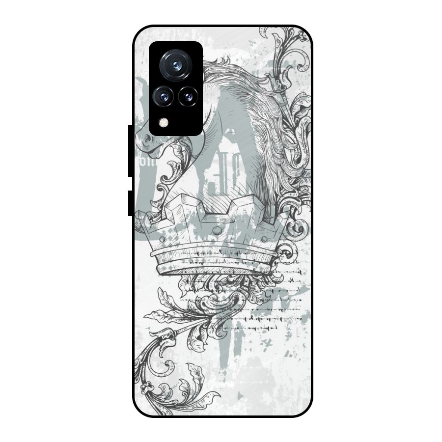 Designous Vintage Metal Back Case for Vivo V21 5G