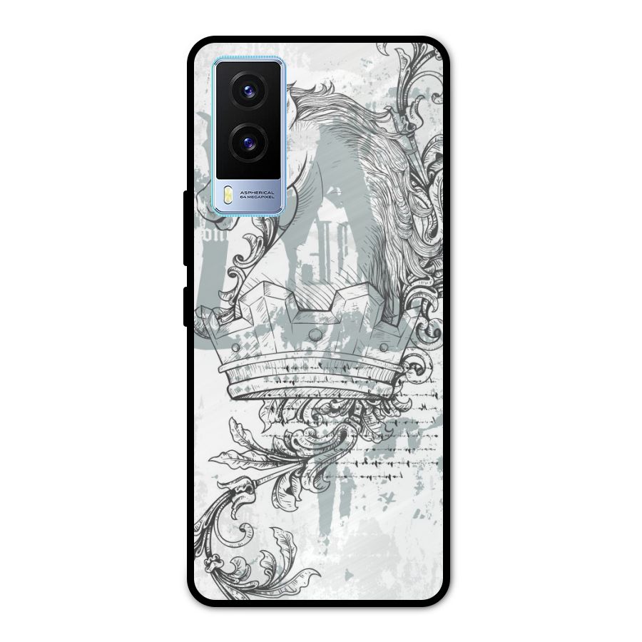 Designous Vintage Metal Back Case for Vivo V21e 5G