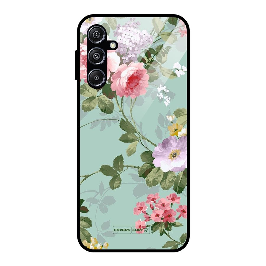 Desinger Floral Glass Back Case for Galaxy M34 5G