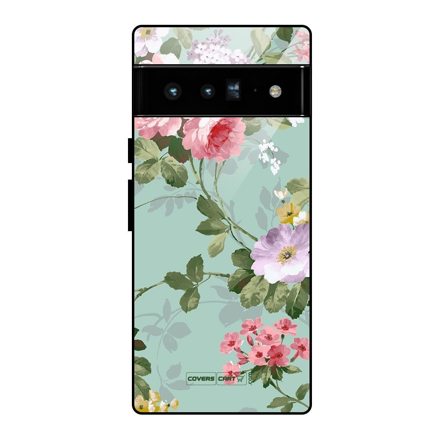 Desinger Floral Glass Back Case for Google Pixel 6 Pro