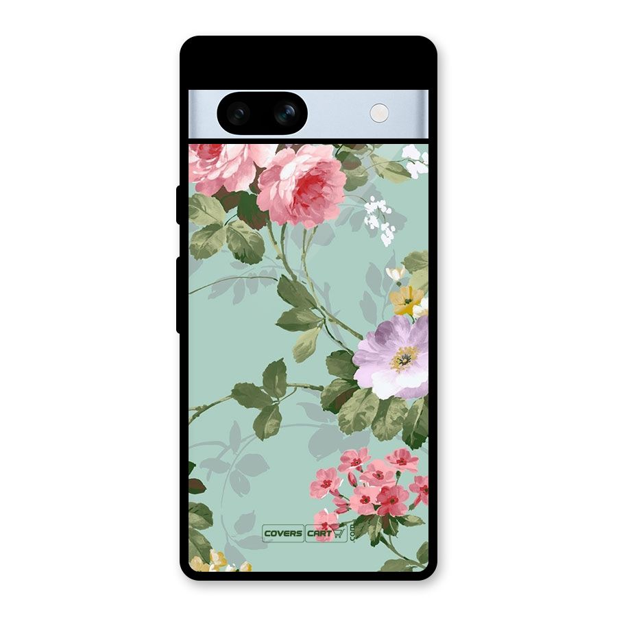 Desinger Floral Glass Back Case for Google Pixel 7a