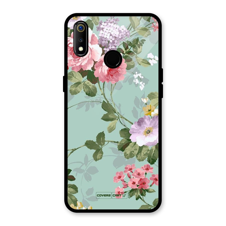 Desinger Floral Glass Back Case for Realme 3i