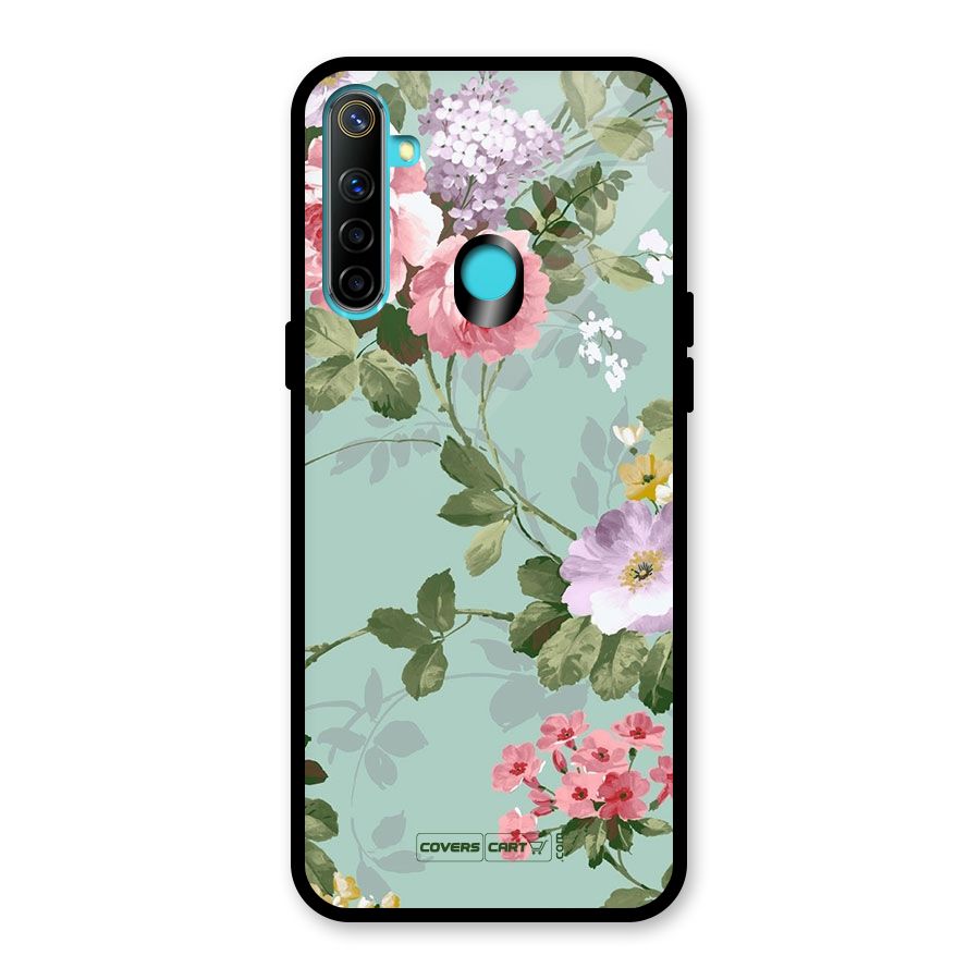 Desinger Floral Glass Back Case for Realme 5i