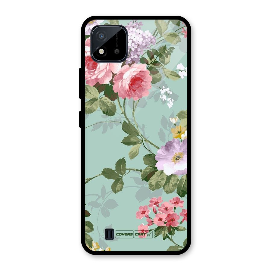 Desinger Floral Glass Back Case for Realme C11 2021