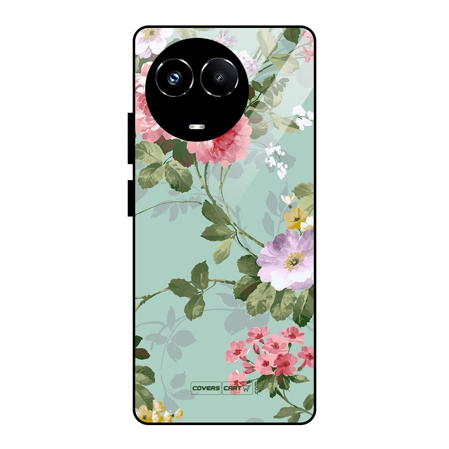 Desinger Floral Glass Back Case for Realme Narzo 60X
