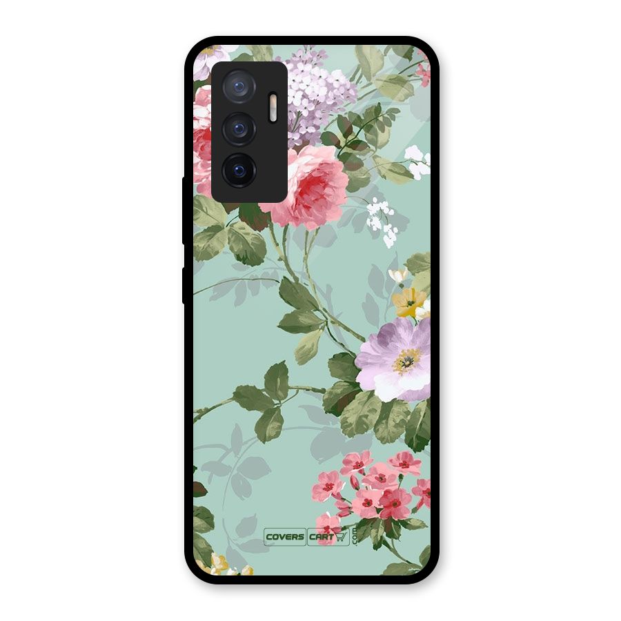 Desinger Floral Glass Back Case for Vivo V23e