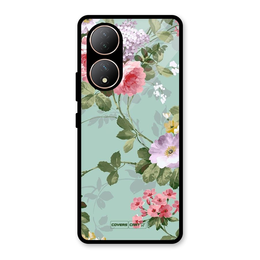 Desinger Floral Glass Back Case for Vivo Y100A