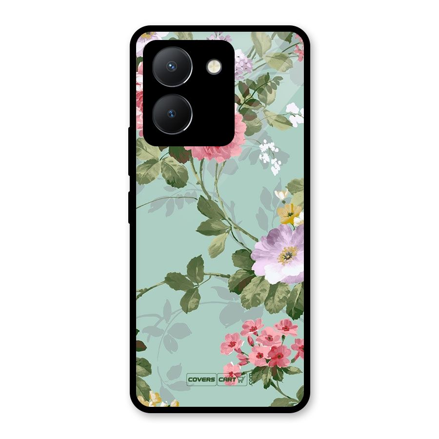 Desinger Floral Glass Back Case for Vivo Y36