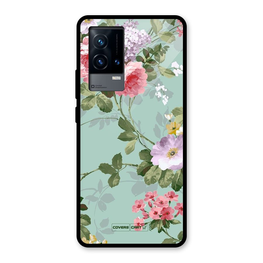 Desinger Floral Glass Back Case for iQOO 9 5G