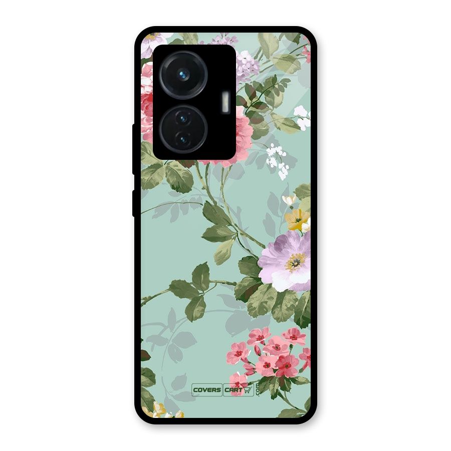 Desinger Floral Glass Back Case for iQOO Z6 44W