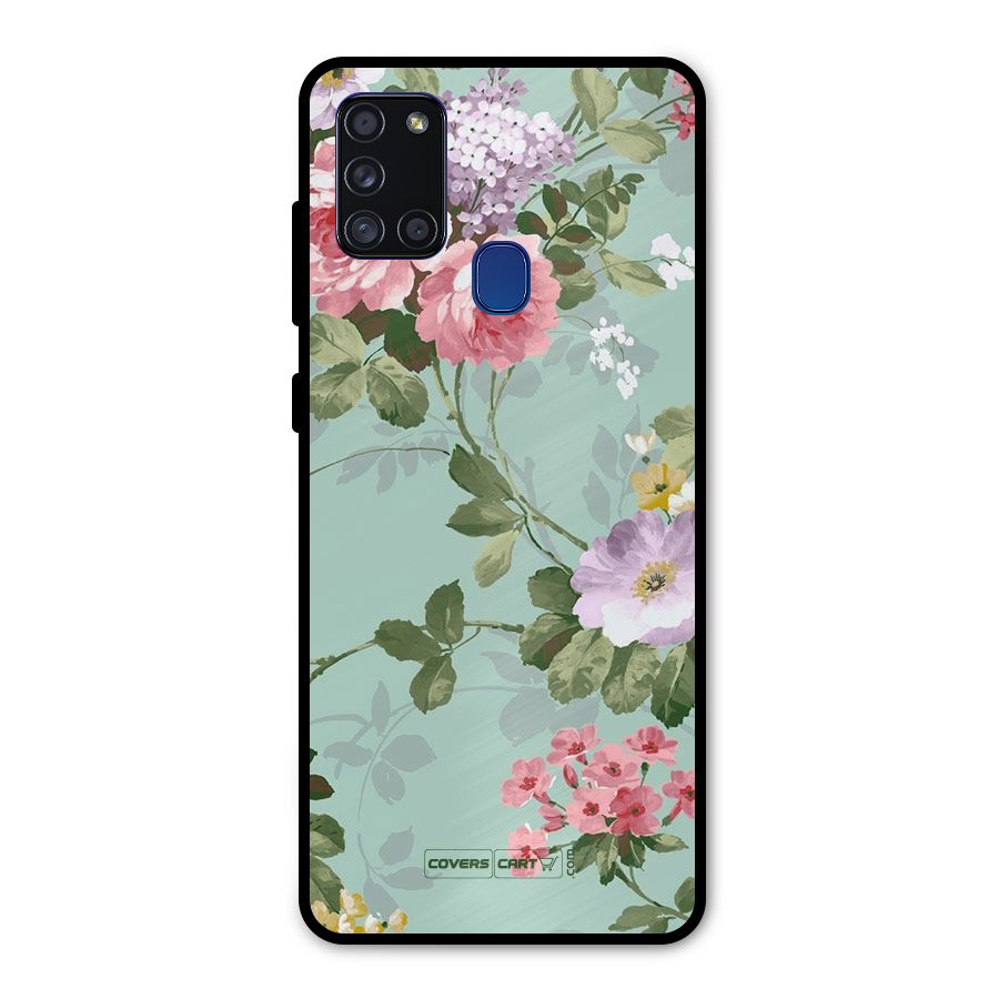 Desinger Floral Metal Back Case for Galaxy A21s