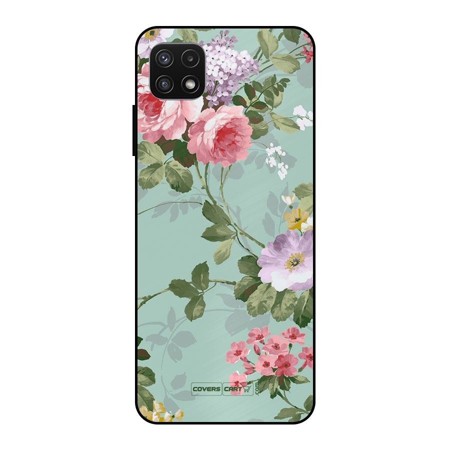 Desinger Floral Metal Back Case for Galaxy A22 5G