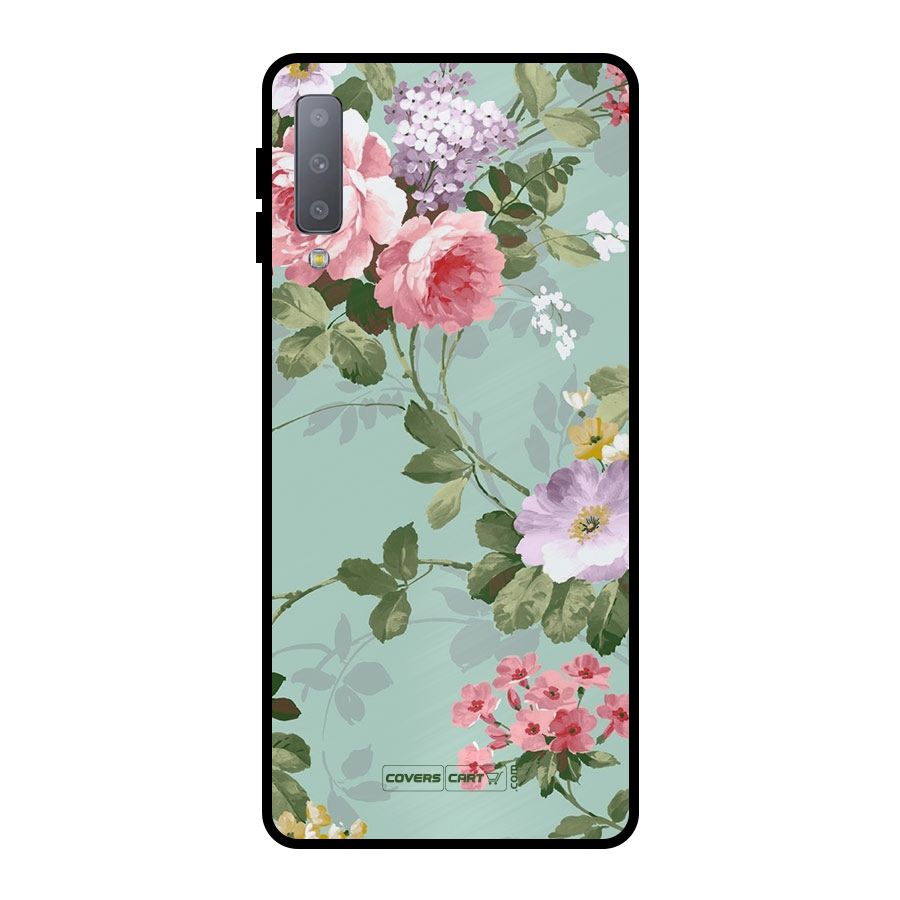 Desinger Floral Metal Back Case for Galaxy A7 (2018)
