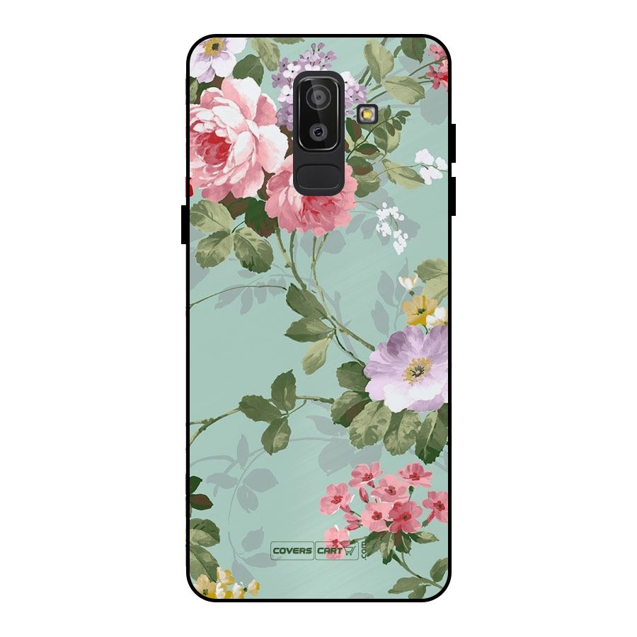 Desinger Floral Metal Back Case for Galaxy J8