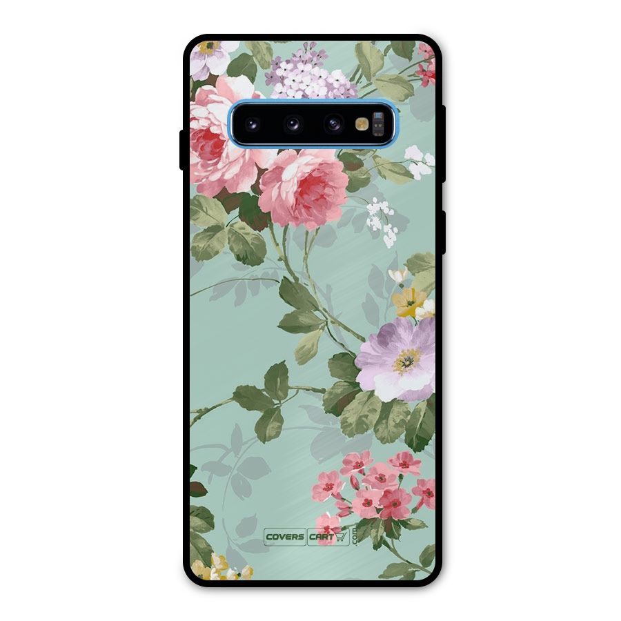 Desinger Floral Metal Back Case for Galaxy S10