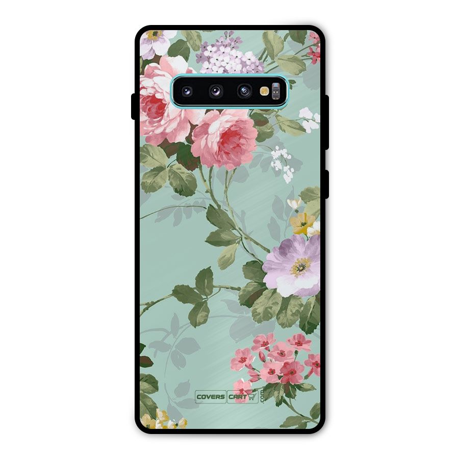 Desinger Floral Metal Back Case for Galaxy S10 Plus