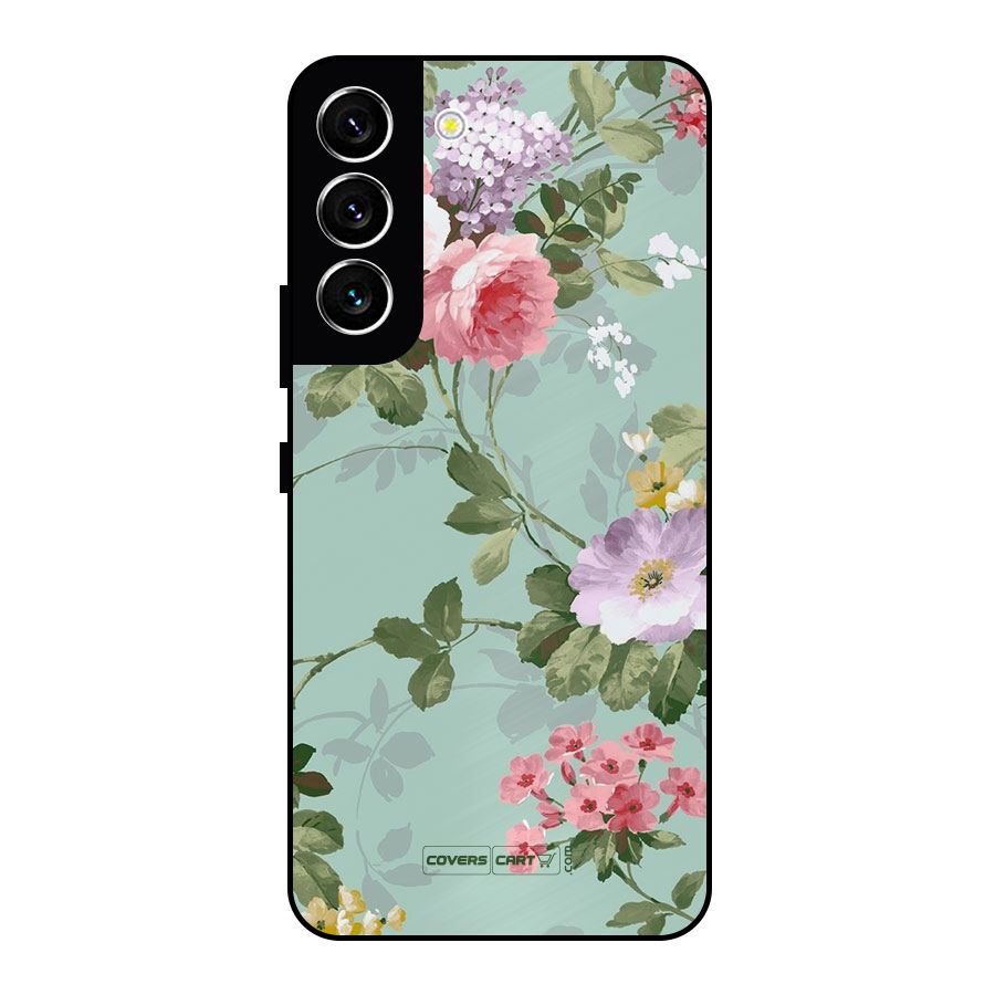 Desinger Floral Metal Back Case for Galaxy S22 5G