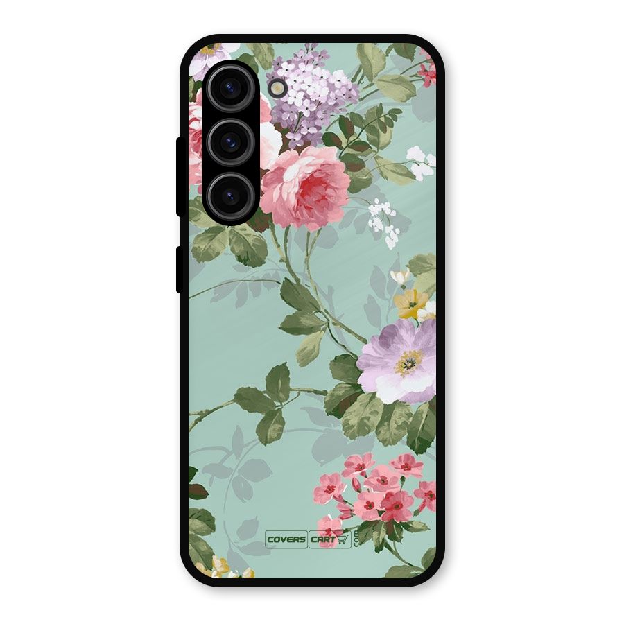 Desinger Floral Metal Back Case for Galaxy S23
