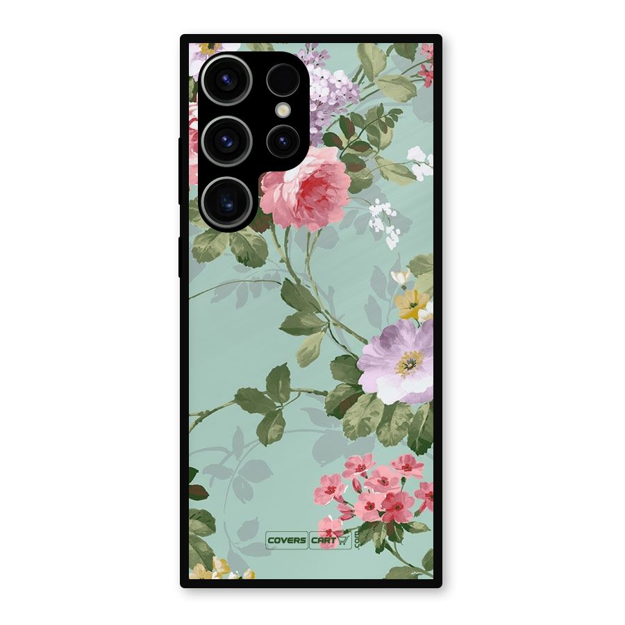 Desinger Floral Metal Back Case for Galaxy S23 Ultra