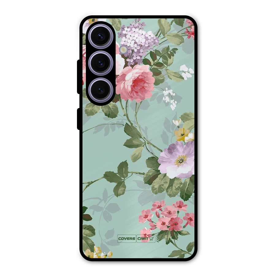 Desinger Floral Metal Back Case for Galaxy S24