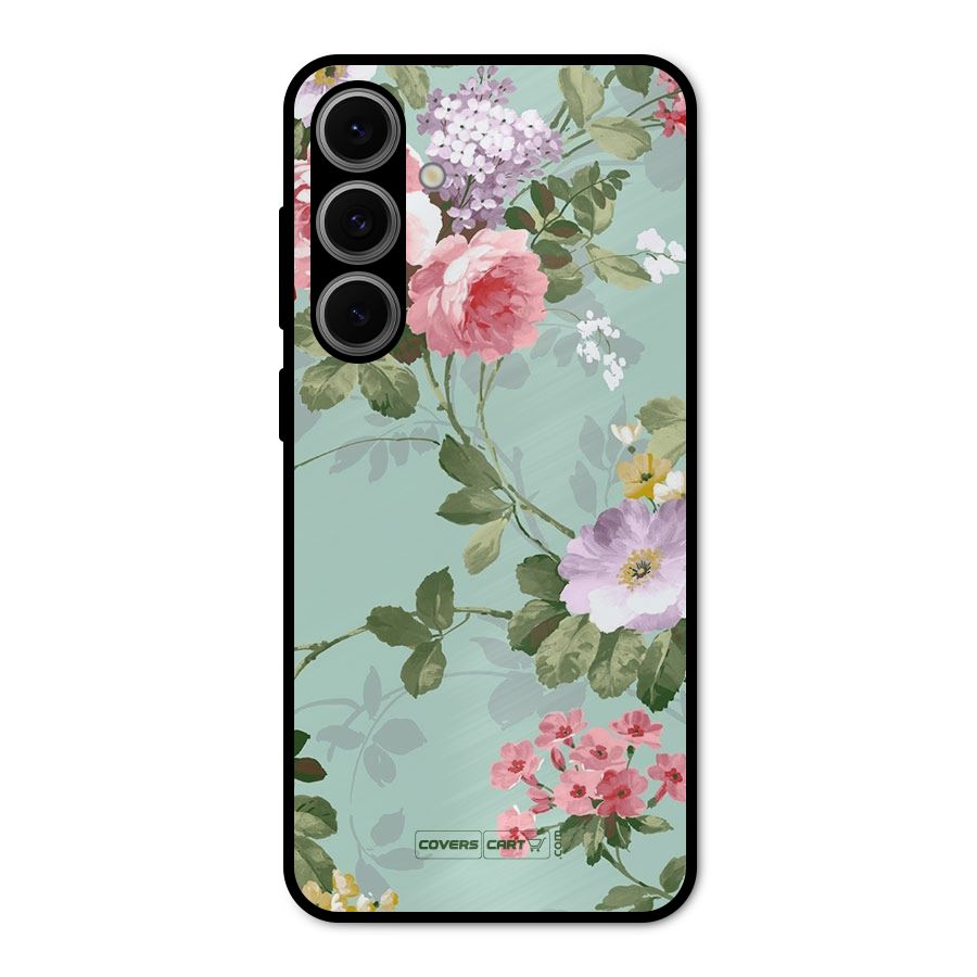 Desinger Floral Metal Back Case for Galaxy S24 FE