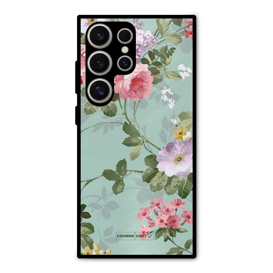 Desinger Floral Metal Back Case for Galaxy S24 Ultra