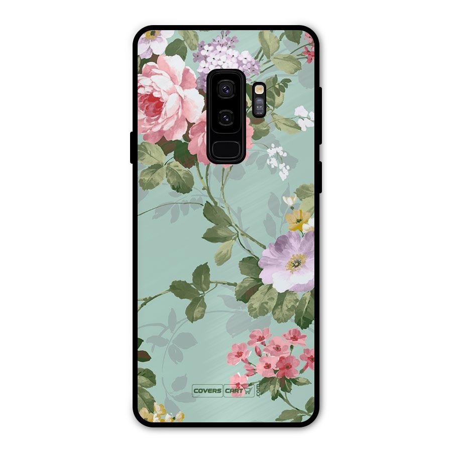 Desinger Floral Metal Back Case for Galaxy S9 Plus
