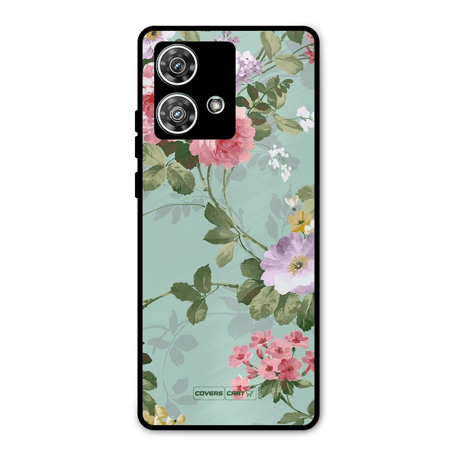 Desinger Floral Metal Back Case for Motorola Edge 40 Neo