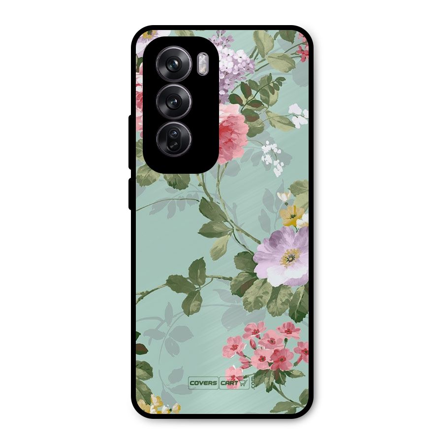 Desinger Floral Metal Back Case for Oppo Reno12 Pro