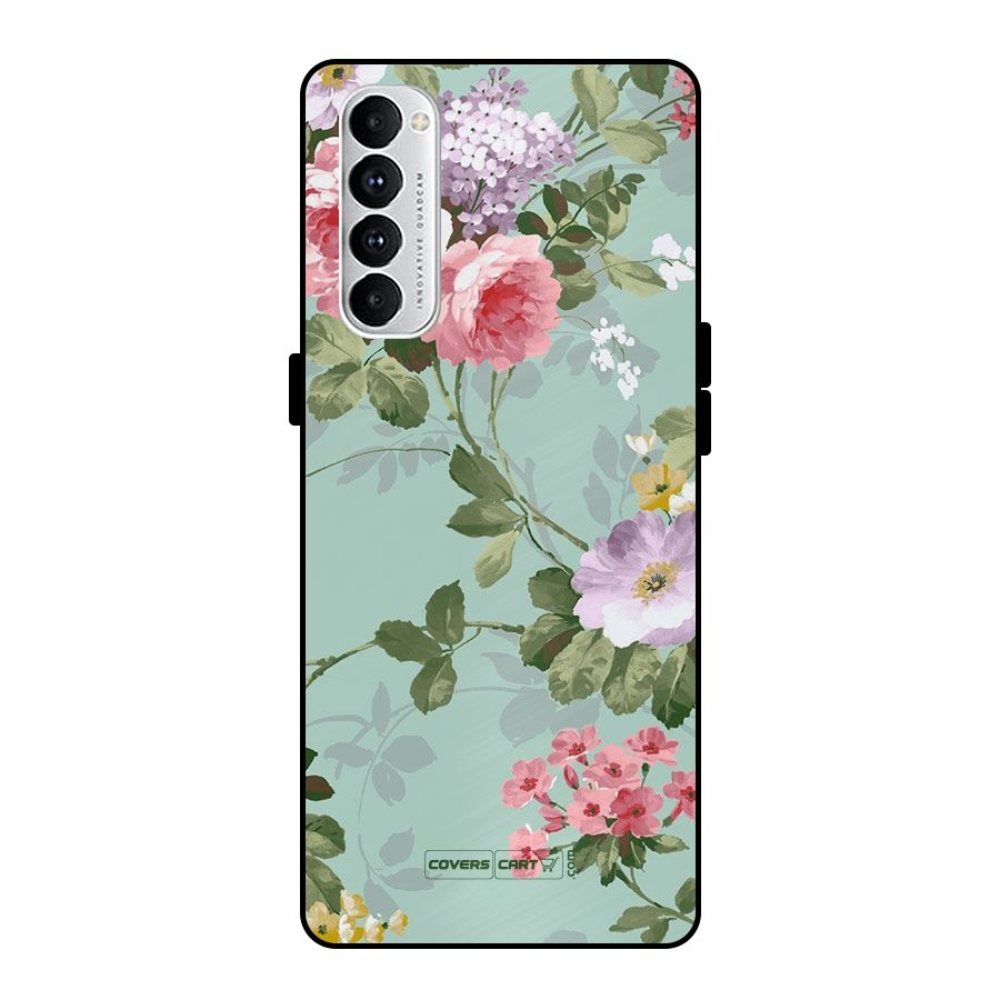 Desinger Floral Metal Back Case for Oppo Reno4 Pro