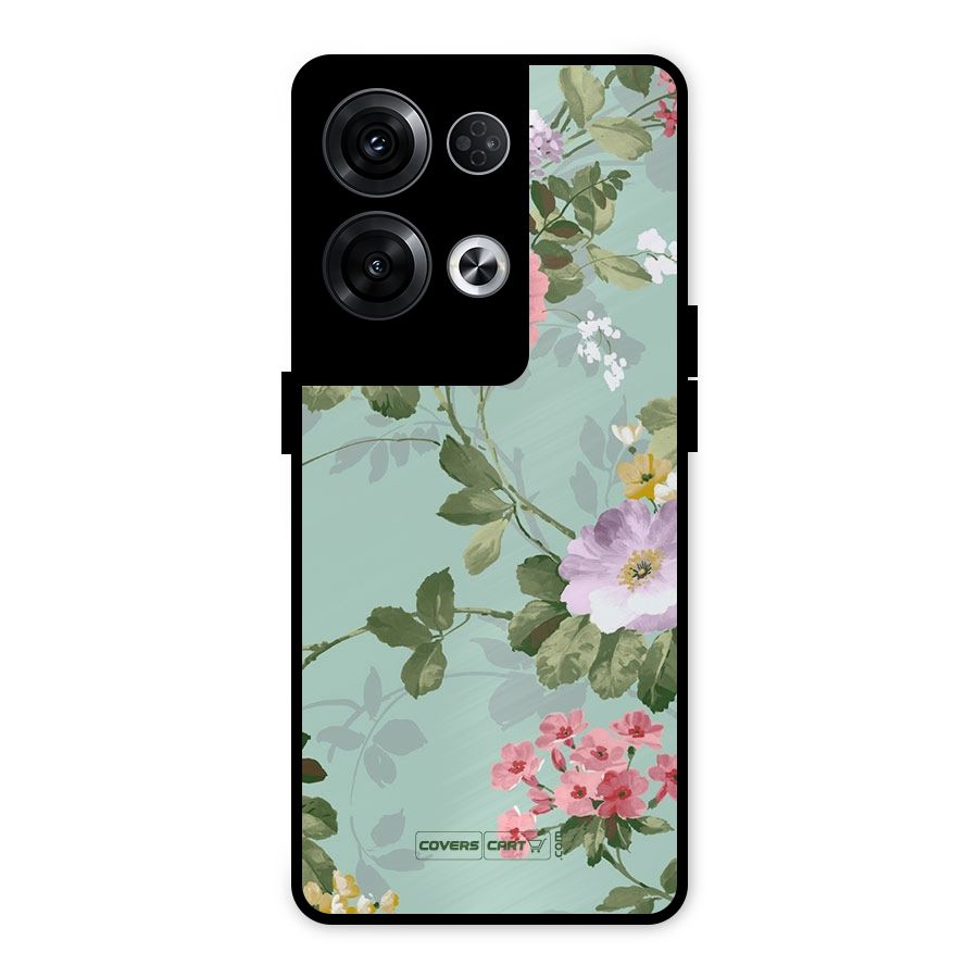 Desinger Floral Metal Back Case for Oppo Reno8 Pro 5G
