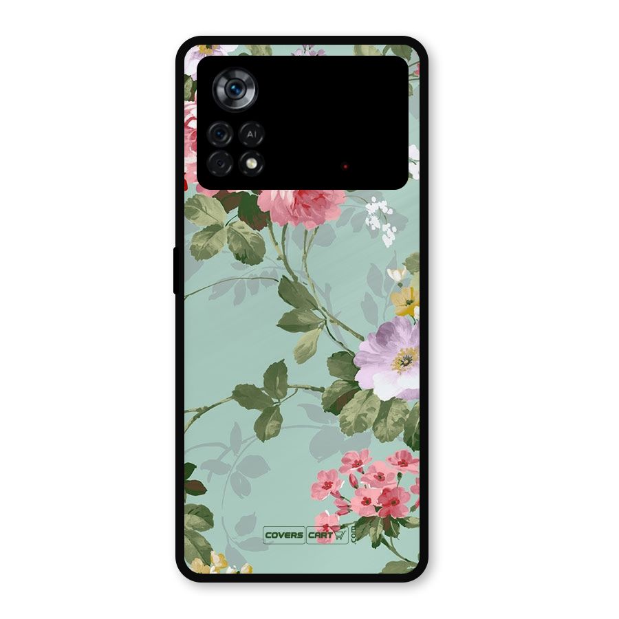 Desinger Floral Metal Back Case for Poco X4 Pro 5G