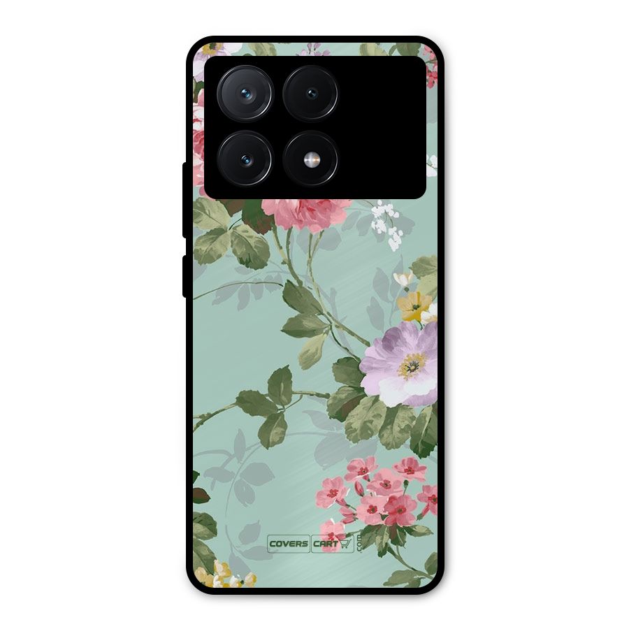 Desinger Floral Metal Back Case for Poco X6 Pro