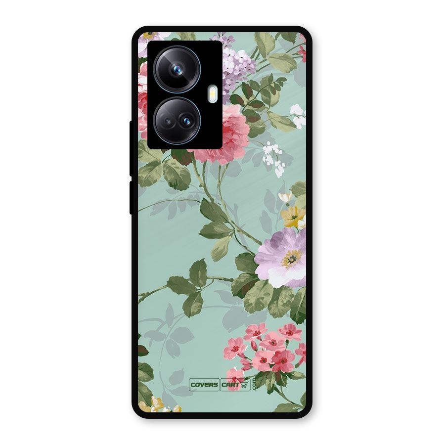 Desinger Floral Metal Back Case for Realme 10 Pro Plus