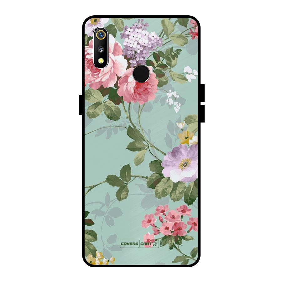Desinger Floral Metal Back Case for Realme 3