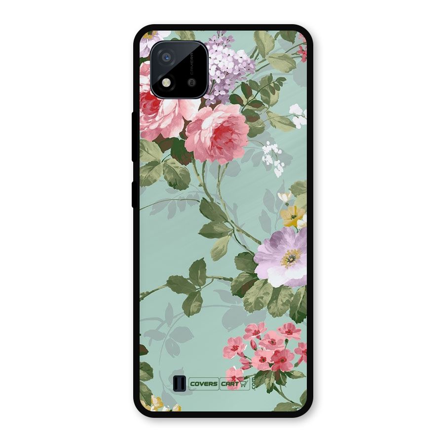 Desinger Floral Metal Back Case for Realme C11 2021