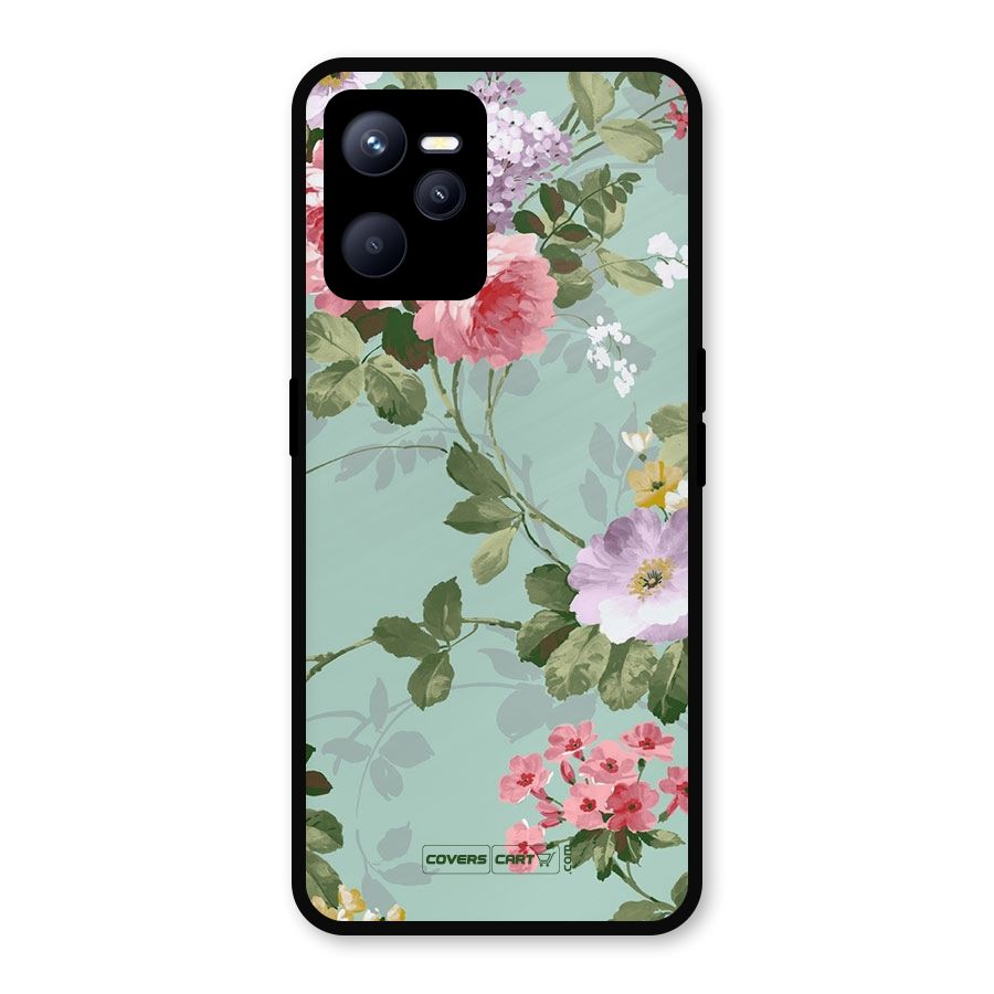 Desinger Floral Metal Back Case for Realme C35
