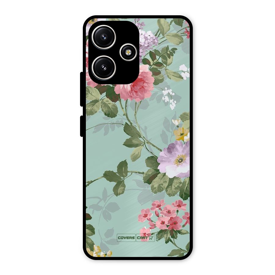 Desinger Floral Metal Back Case for Redmi 12 5G