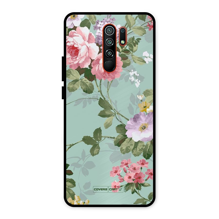 Desinger Floral Metal Back Case for Redmi 9 Prime