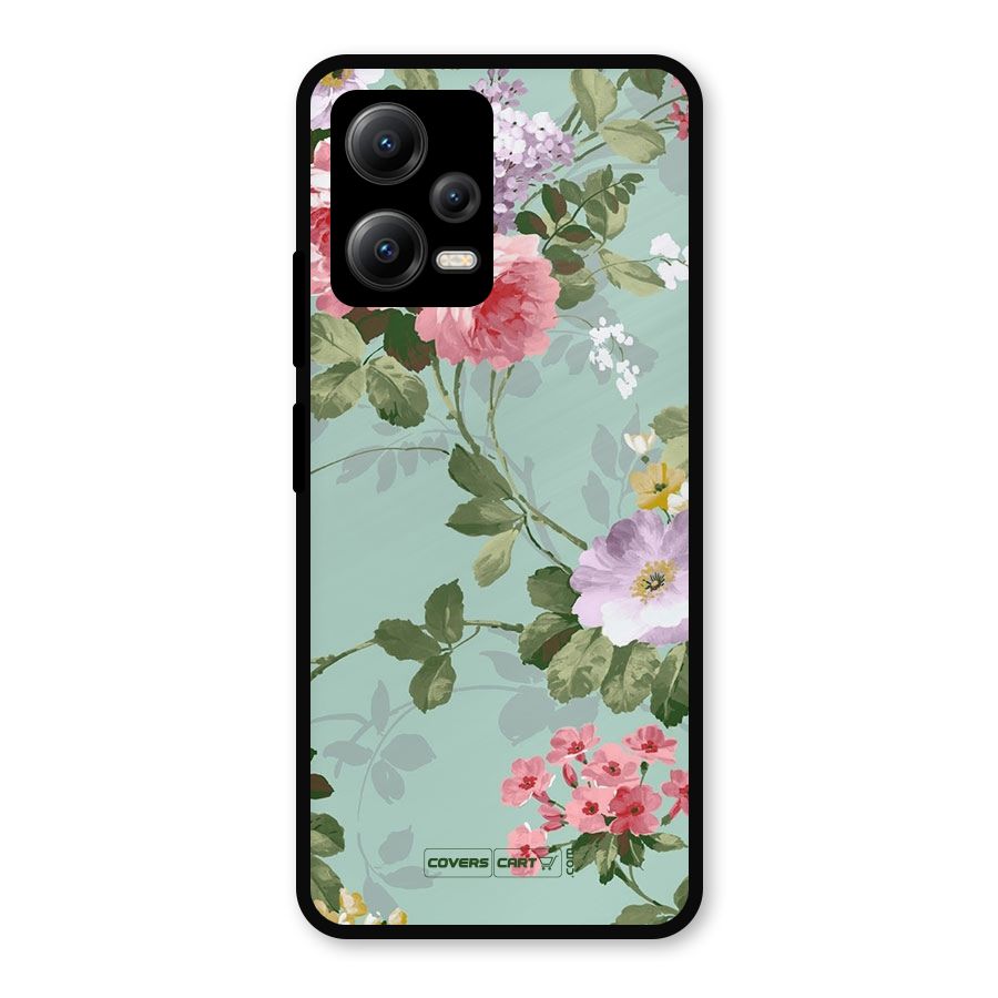 Desinger Floral Metal Back Case for Redmi Note 12 5G