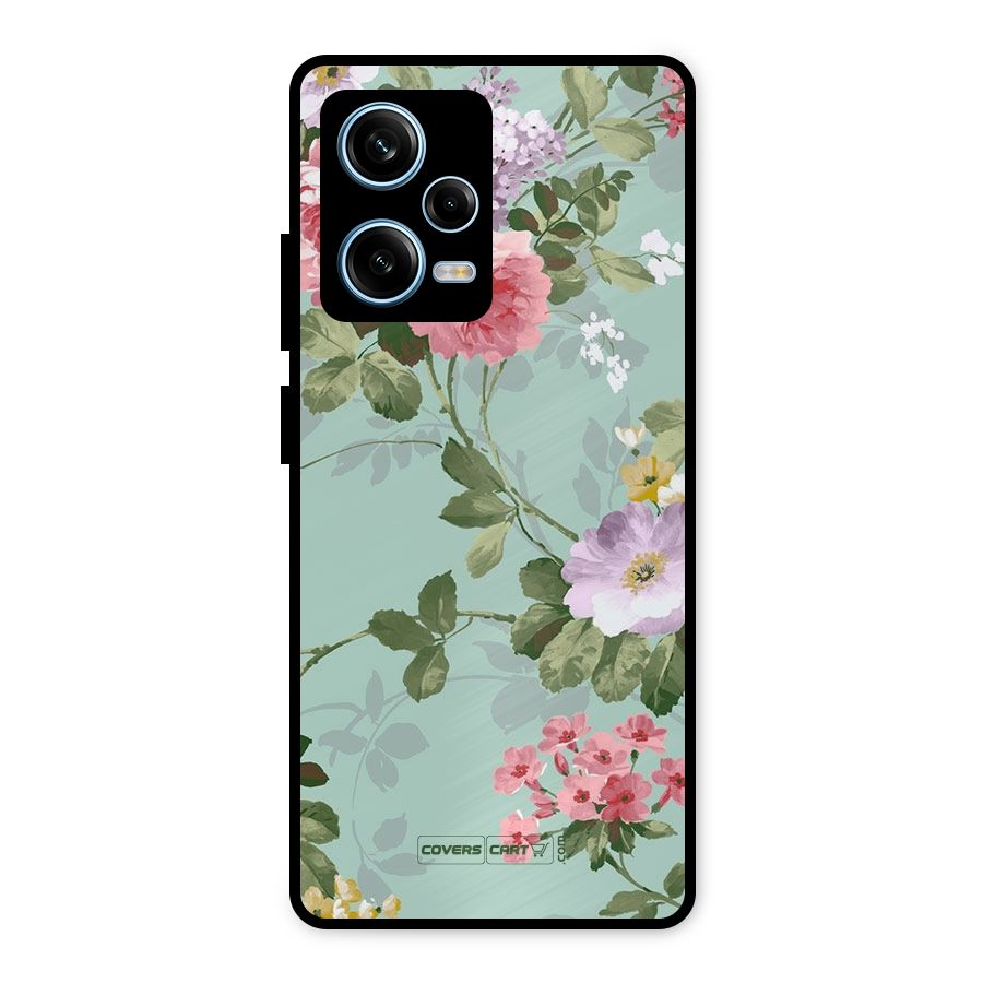 Desinger Floral Metal Back Case for Redmi Note 12 Pro