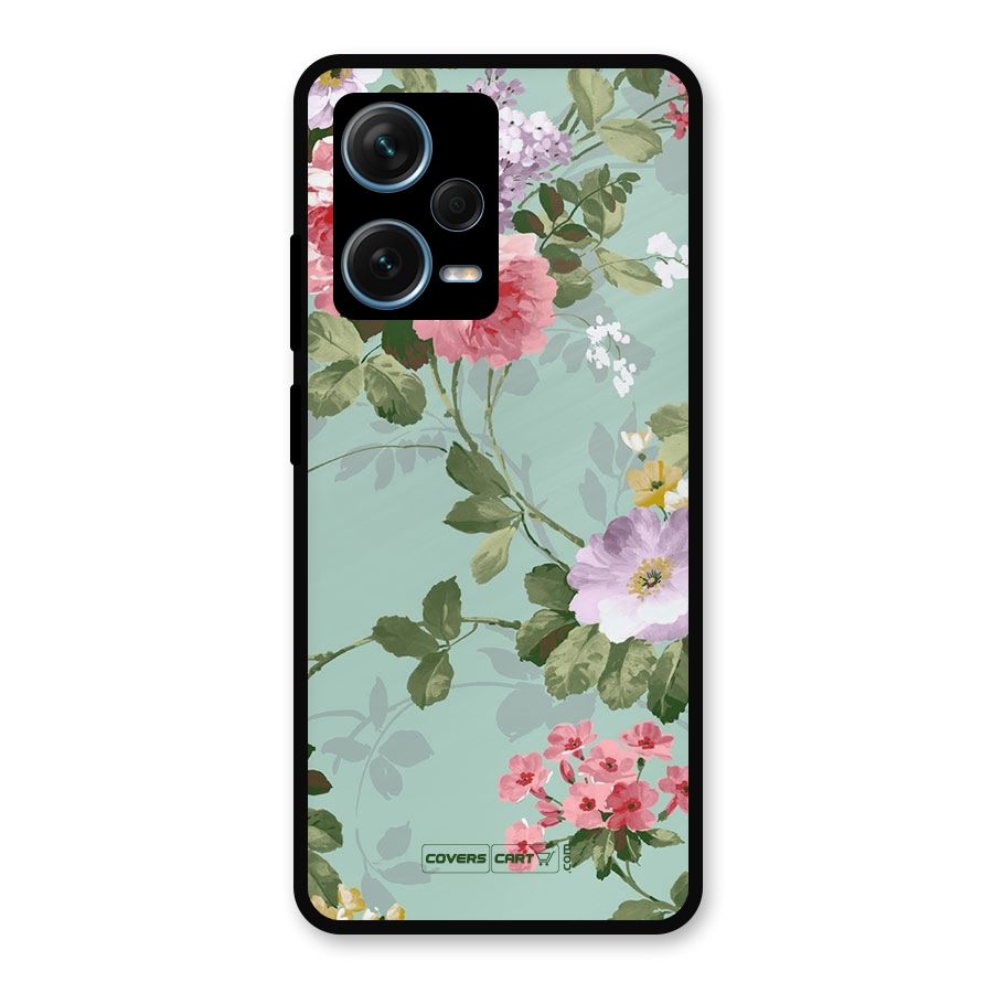 Desinger Floral Metal Back Case for Redmi Note 12 Pro Plus 5G