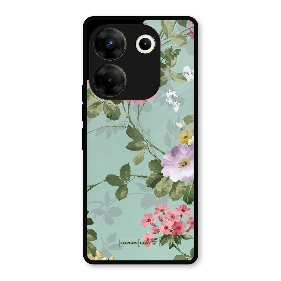 Desinger Floral Metal Back Case for Tecno Camon 20