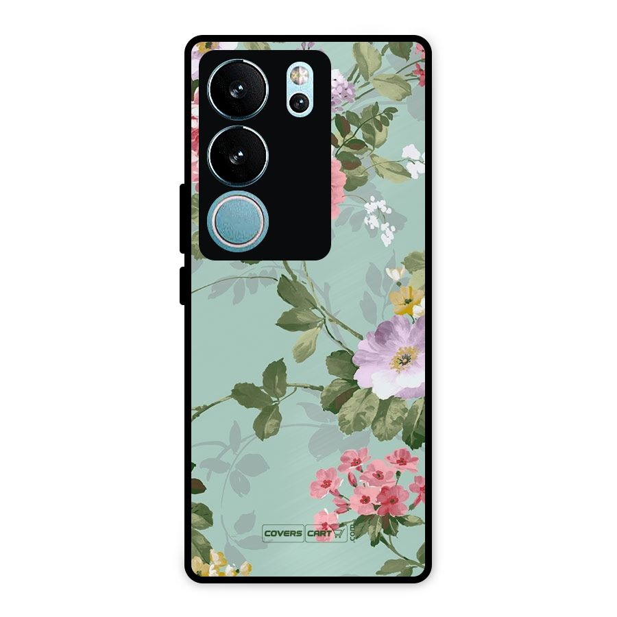 Desinger Floral Metal Back Case for Vivo V29 Pro