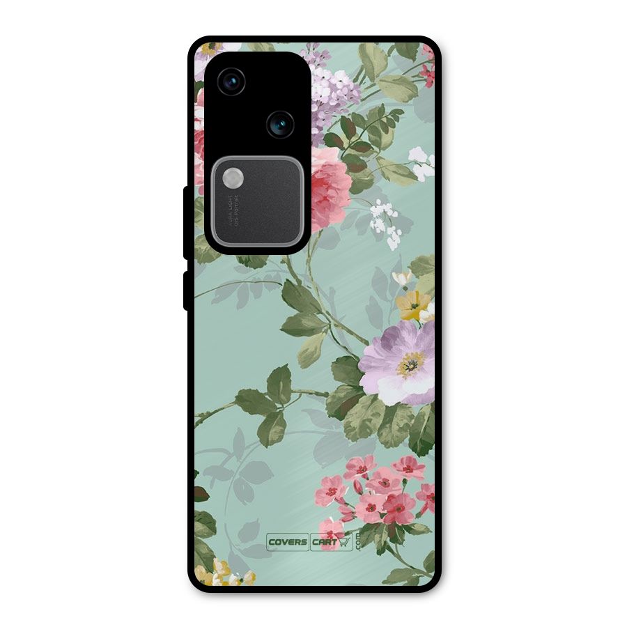 Desinger Floral Metal Back Case for Vivo V30