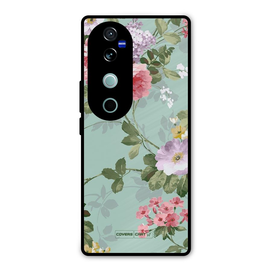 Desinger Floral Metal Back Case for Vivo V40