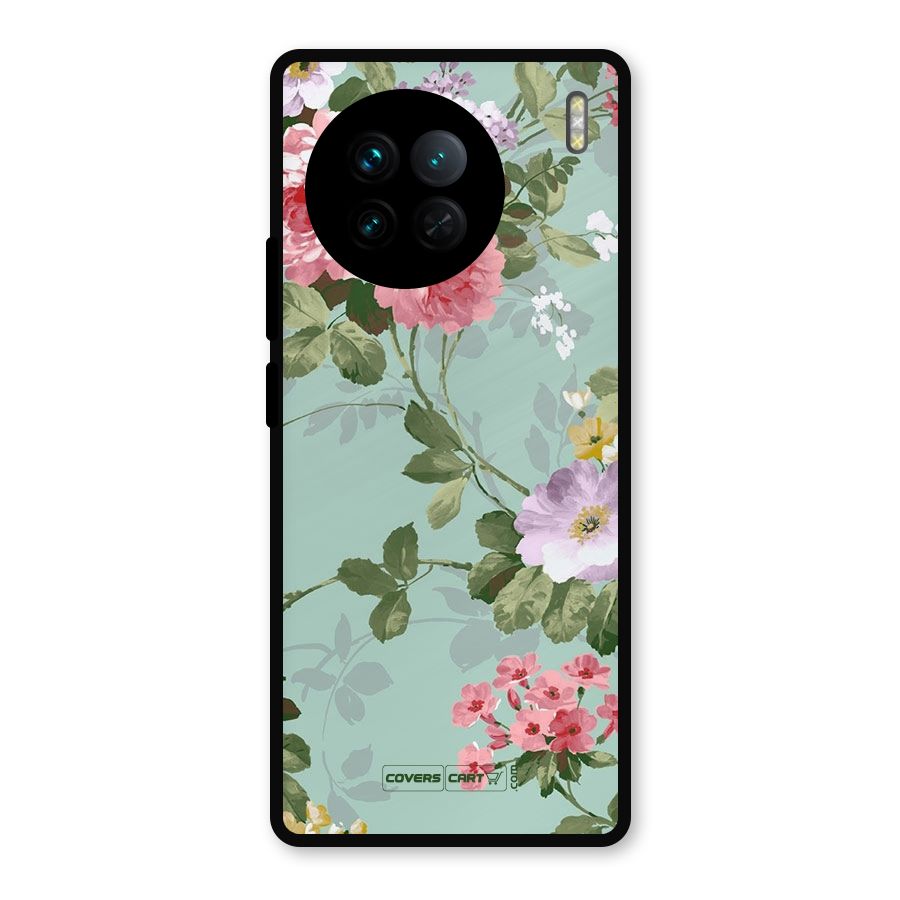 Desinger Floral Metal Back Case for Vivo X90
