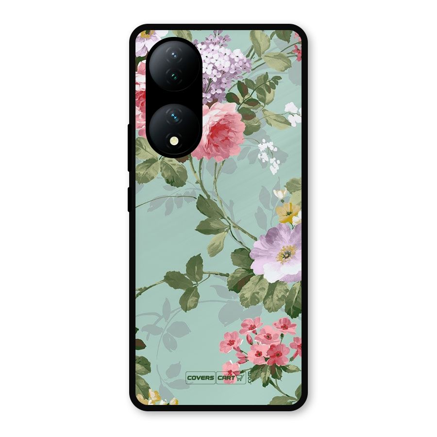 Desinger Floral Metal Back Case for Vivo Y100a
