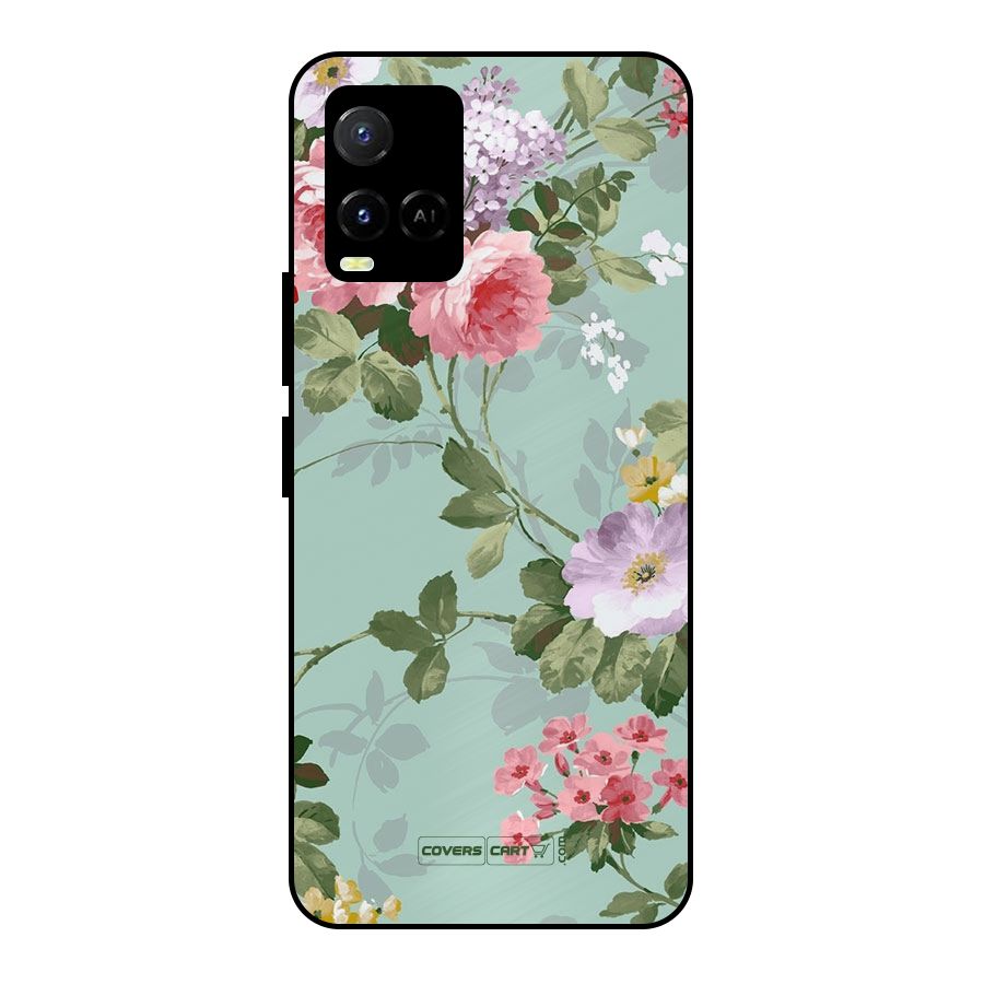 Desinger Floral Metal Back Case for Vivo Y21 2021