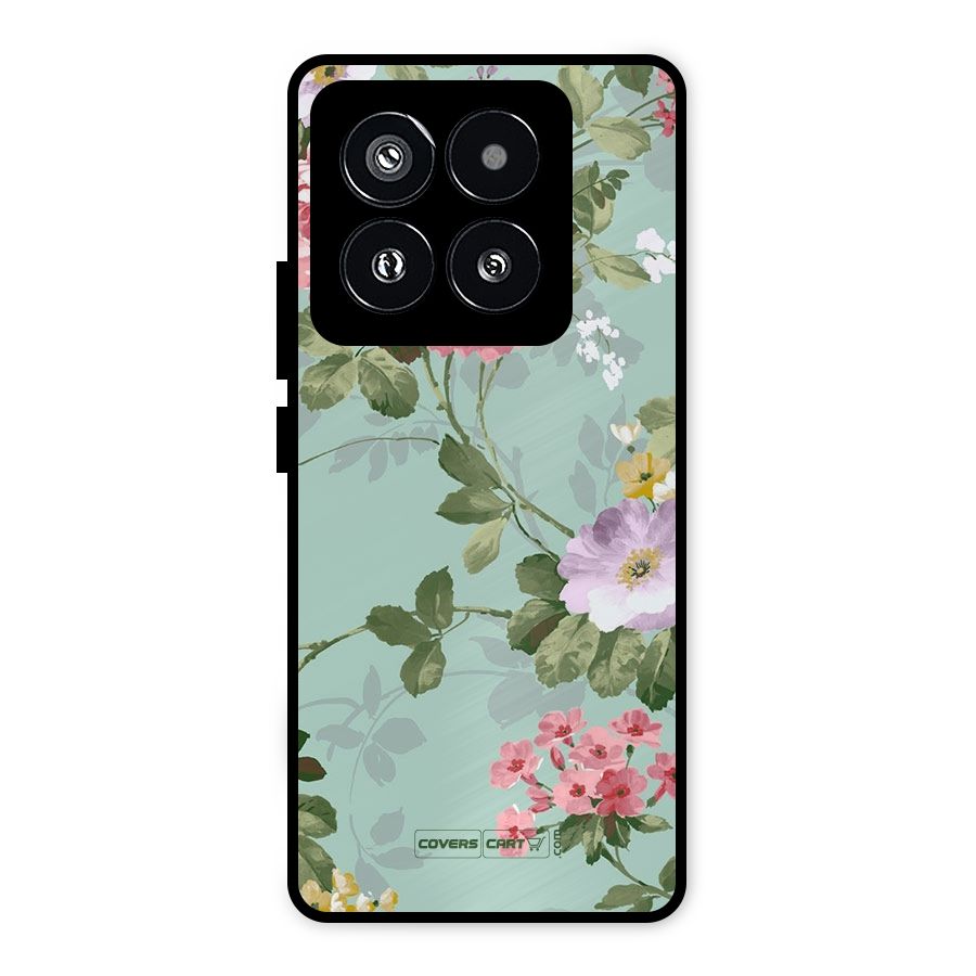 Desinger Floral Metal Back Case for Xiaomi 14 Pro